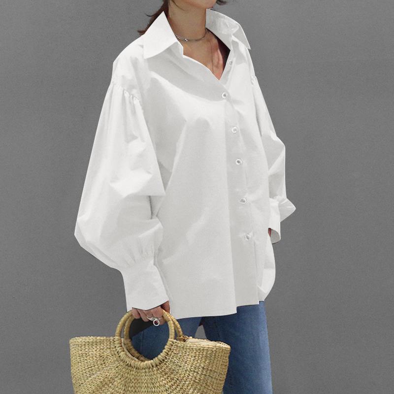 Casual Lapel Solid Color Single-Breasted Blouses Wholesale Womens Long Sleeve T Shirts