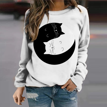 Fashion Casual Loose Animal Print Tops Long Sleeve Crew Neck Wholesale Womens Sweatshirts