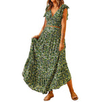 Floral Print Short Tops & Maxi Skirts Wholesale Women'S 2 Piece Sets