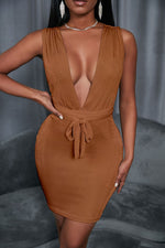Sexy Solid Color Lace-Up Backless Wrap Dress Wholesale Dresses Bodycon Women'S Clubwear