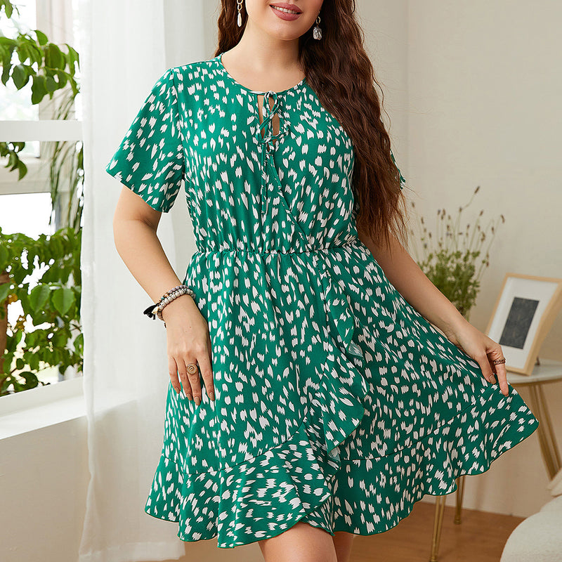Summer Printed Casual Women Curvy Dresses Wholesale Plus Size Clothing