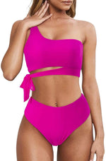 Slanted Shoulder Lace-Up 2pcs Bikini Triangle Sexy Womens Swimwear Wholesale Vendors