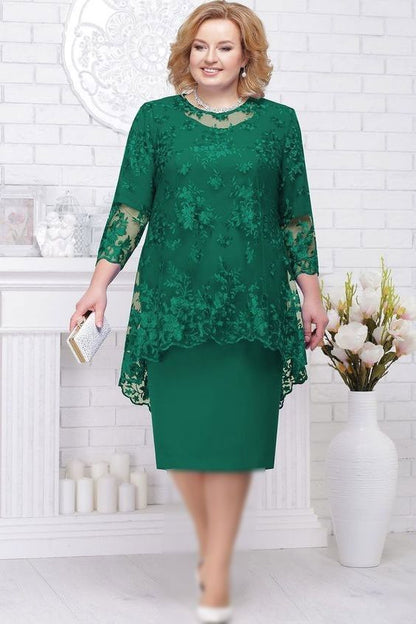 Lace Embroidery Curvy Pencil Dresses Wholesale Plus Size Clothing