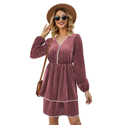 V-Neck Wholesale Women Midi Dress