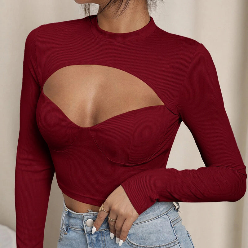Solid Color Trendy Wholesale Crop Tops Unique Design Sexy Women Tops