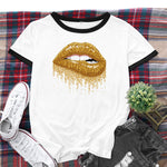 Women Fashion Lip Print Short Sleeve Wholesale T-shirts Summer