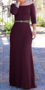 Solid Color High Waist Long Sleeve Strapless Long Dress Wholesale Maxi Dresses