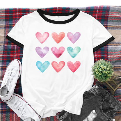 Heart Print Short Sleeve Wholesale T-shirts For Women Summer