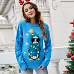 Christmas Women's Round Neck Long-Sleeved Sequined Pullover Animal Wholesale Sweater