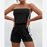 Off Shoulder Striped Colorblock Sexy Womens Short Tube Top Jumpsuits Wholesale Rompers