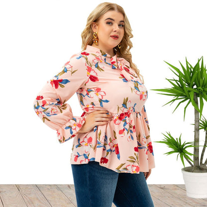 Plus Size Women Long Sleeve Printed Top Wholesale