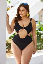 Sexy One-Piece Black Hollow Ladies Plus Size Swimsuits Wholesale