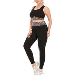 Curvy Fitness Yoga Suits Leopard Print Cutout Sport Bra & Leggings Workout Clothes Plus Size Two Piece Sets Wholesale