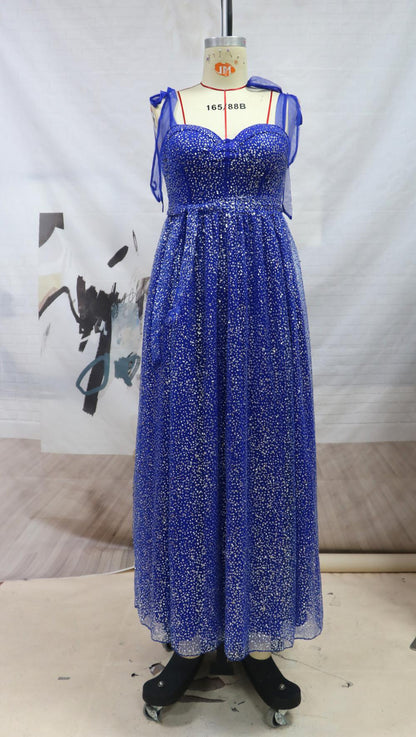 Sequins Lace-Up Sling Banquet Prom Evening Swing Dress Wholesale Maxi Dresses