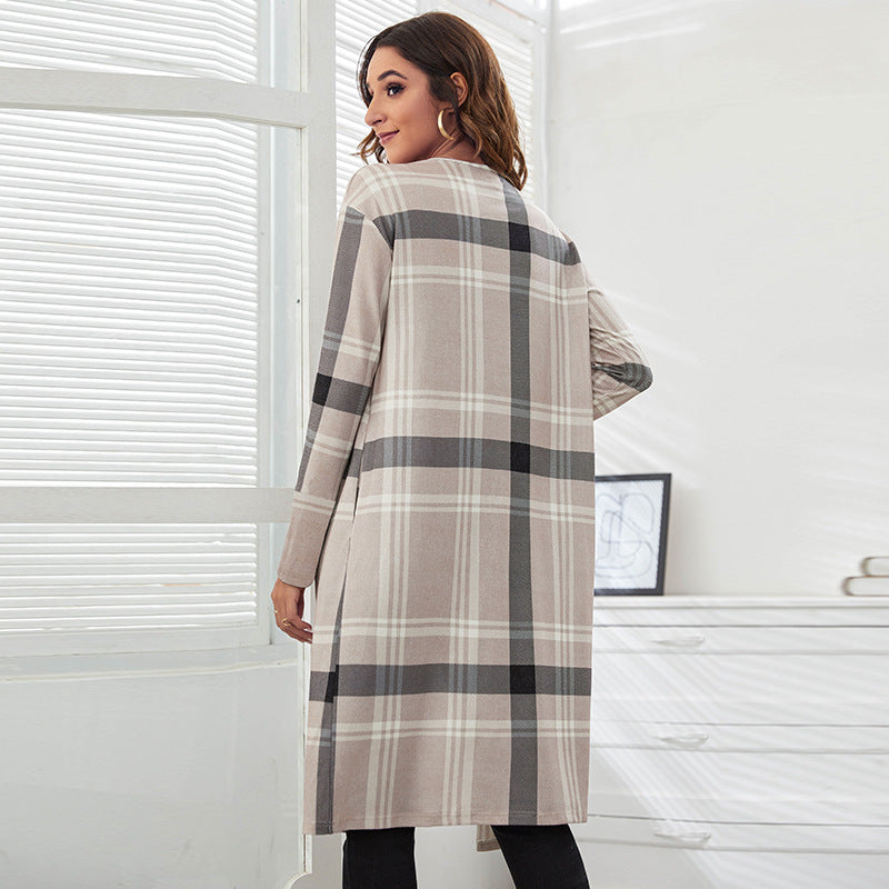 Xmas Gingham Wholesale Slim Long Cardigan For Women