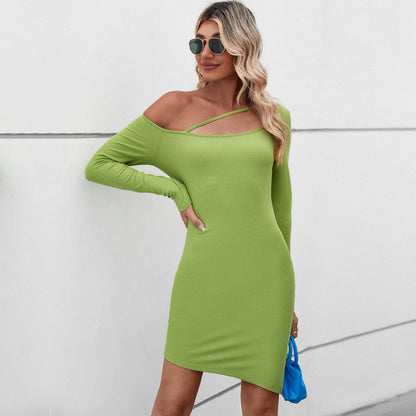 Sexy Strap Slim Irregular Hip Long Sleeve Bodycon Dress Wholesale Dresses SDN538018