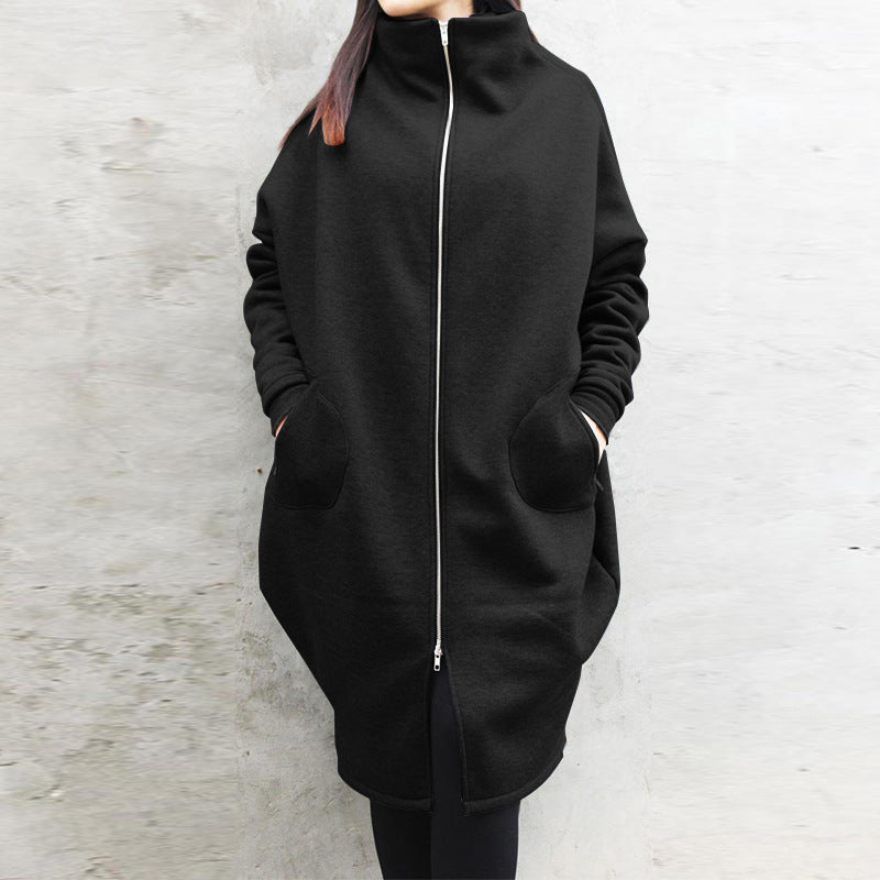 Solid Color Hooded Pocket Zipper Wholesale Womens Coats