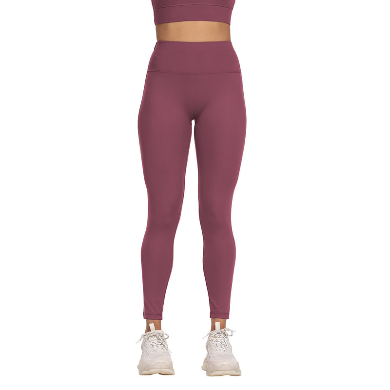 No T-Line Sports Fitness High Waist Solid Color Nude Leggings Wholesale Women Bottom