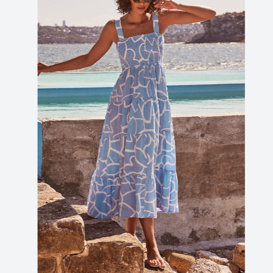 Strap Print Sleeveless Wholesale Swing Dresses For Women Summer