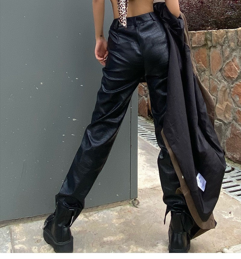 PU Punk High Waist Wholesale Pants