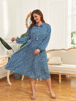 Floral Print Long Sleeve Curvy Dresses Wholesale Plus Size Clothing