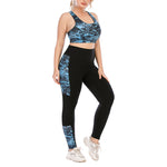 Sport Bra & Leggings Marbling Print Curvy Yoga Fitness Suits Workout Plus Size Two Piece Sets Wholesale