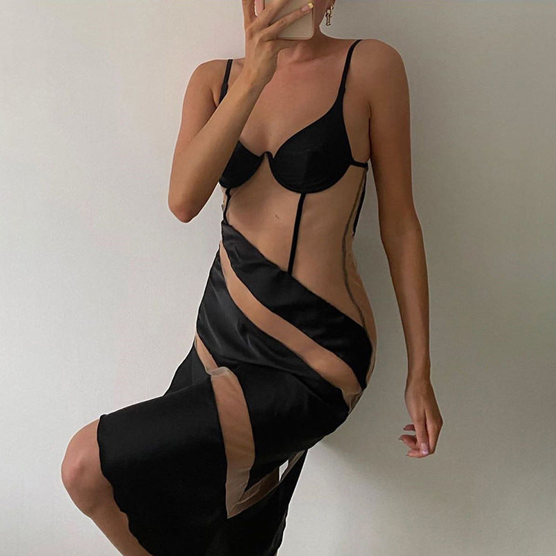 Mesh See-Through Sexy Slip Dress Wholesale Dresses