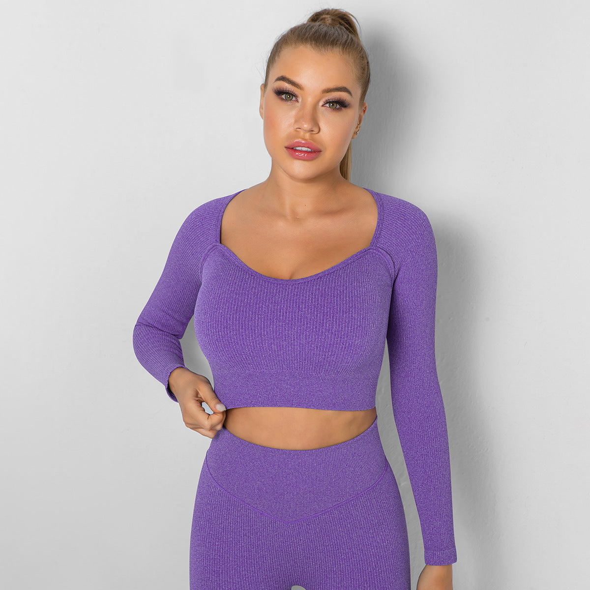 Sexy Seamless Knit Yoga Quick Dry Short Workout Top Wholesale Activewear Tops