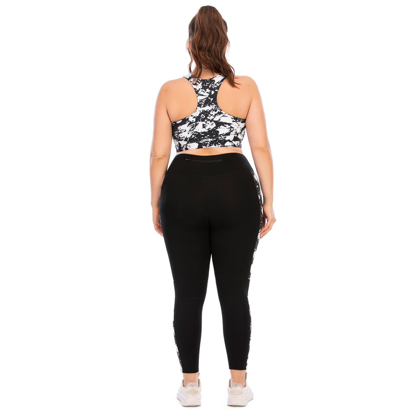 Curvy Fitness Yoga Suits Sport Bra & Leggings Printed Workout Clothes Plus Size Two Piece Sets Wholesale