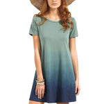 Short Sleeve Tie Dye Gradient Printed Casual Dresses Wholesale T Shirt Dress Loose Daily Clothes