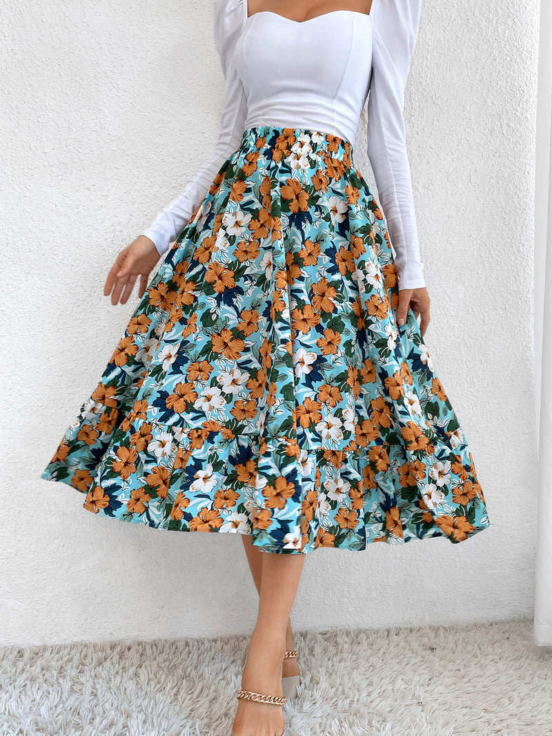 Fashion Print Mid-Length A-Line Slim Swing Wholesale Skirts