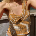 One Shoulder Striped Knitted Wholesale Womens Vest