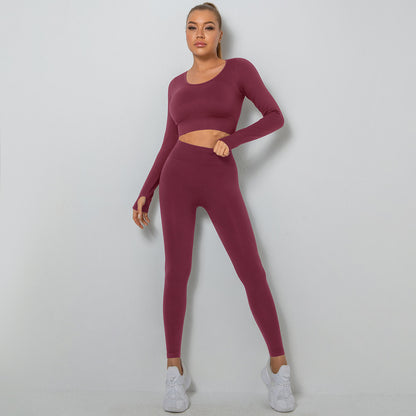 Long-Sleeve Sport T-Shirts & Leggings Seamless Yoga Suits Wholesale Activewear Sets