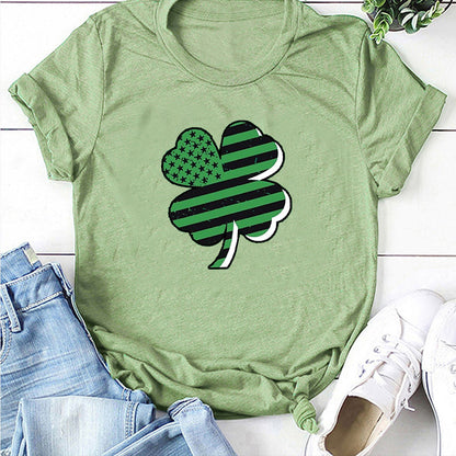 St Patricks Day Wholesale T Shirts Women Clothing Shamrock Printed