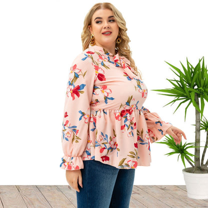 Plus Size Women Long Sleeve Printed Top Wholesale