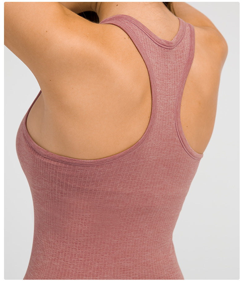 Sports Running Fitness Tank Top With Detachable Chest Pad Yoga Skinny Solid Color Wholesale Womens Activewear