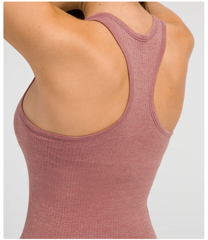 Sports Running Fitness Tank Top With Detachable Chest Pad Yoga Skinny Solid Color Wholesale Womens Activewear