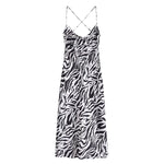 Open Back Lace-Up Zebra Printed Slim Fit Slip Dress Sexy Sundresses Wholesale Maxi Dresses