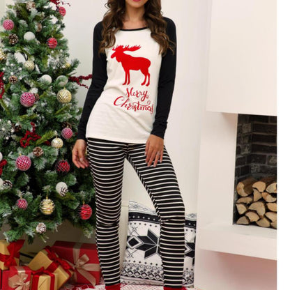 Merry Christmas Striped Women Pajamas Set