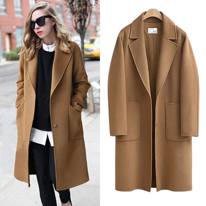 Wholesale Clothing Plus Size Mid-Length Loose Woolen Coat