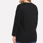 Bead Decorate Solid Color Blouse Slit Design Wholesale Plus Size Clothing Curve Womens T Shirts