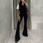 Casual Solid Color High Waist Slim Fit All-Match Flared Pants Wholesale Women'S Bottom