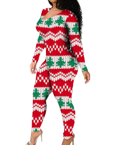 Xmas Skinny Wholesale Long Sleeve Women Jumpsuit