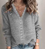 Lace Pullover Ladies Pure Color Wholesale Sweater For Women