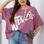 Temperament Round Neck Printed T-Shirts Curvy Tops Wholesale Plus Size Clothing