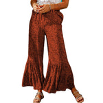 Retro Polka Dot Print Casual Womens Trousers Ruffled Loose Flared Pants Wholesale
