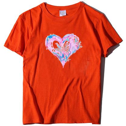 Valentine'S Day Short Sleeve Wholesale T Shirts Fashion Heart Printed