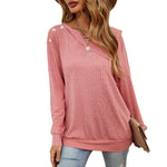 Pink Ribbed Sweatshirt Wholesale Women Top