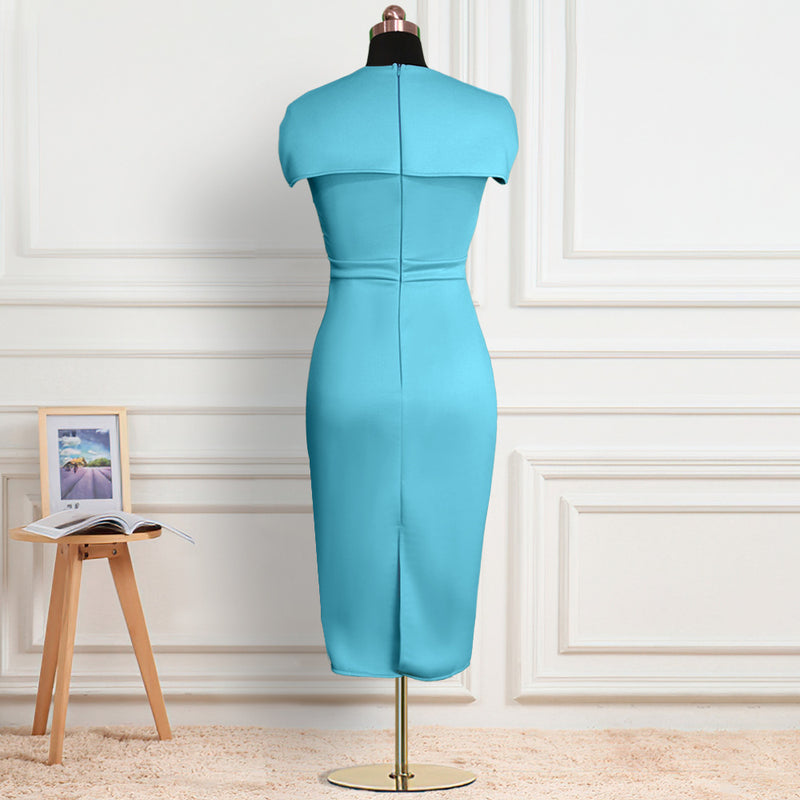 Skinny Wholesale Solid Officewear Midi Dress