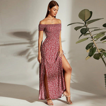 One-Shoulder Valentine'S Day Wrap Chest Split Temperament Boho Dresses Wholesale Boho Clothing